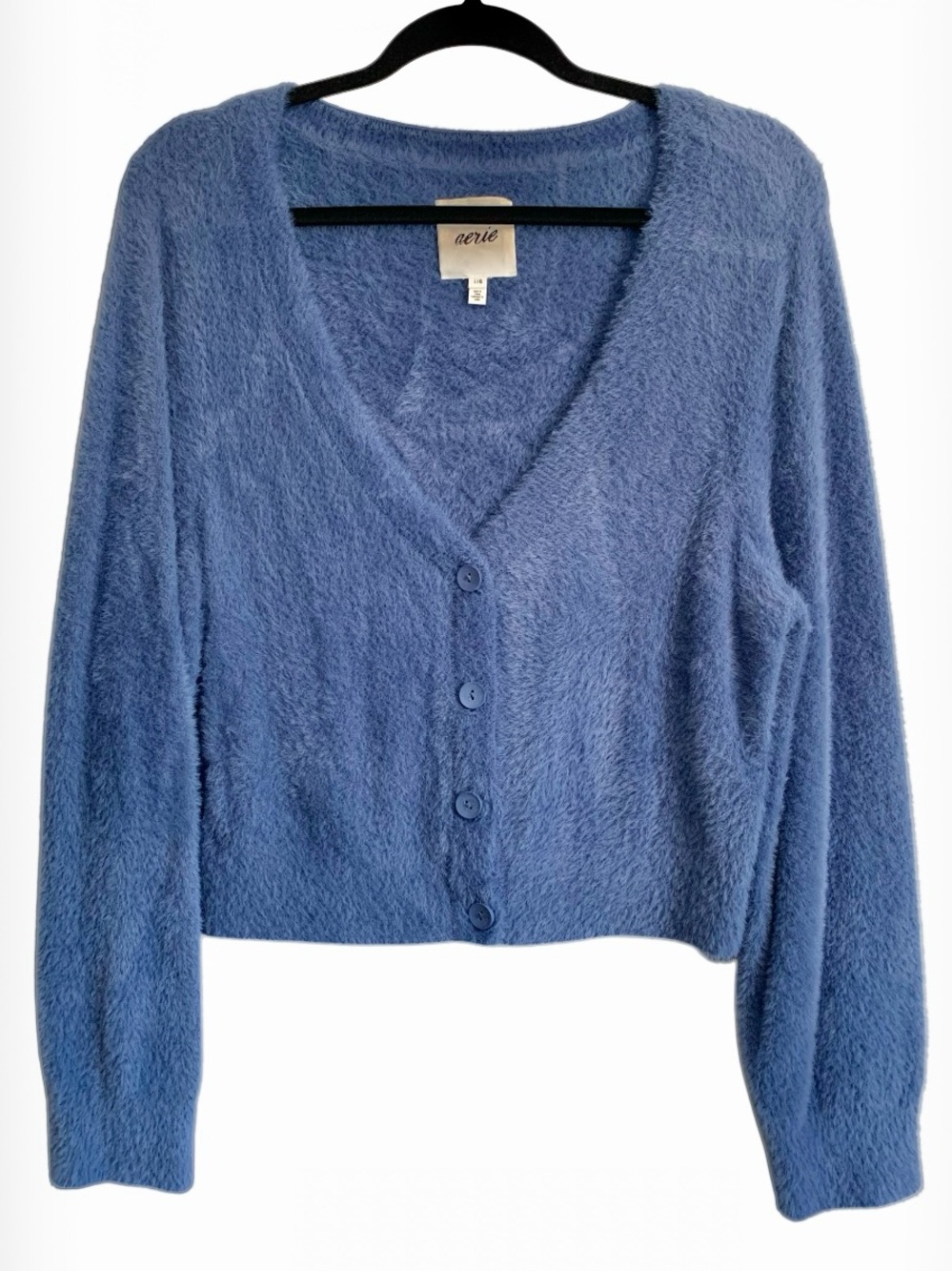 Aerie Fuzzy V-Neck Buttoned Front Cardigan